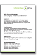 Handhabungshinweise Zink-Luft-Batterien